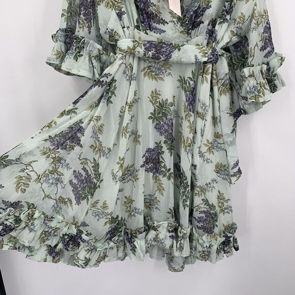 byTiMo Dress Women's Large Mini Bohemian Floral Ruffle Trim Belt Wrap NEW - Picture 12 of 16